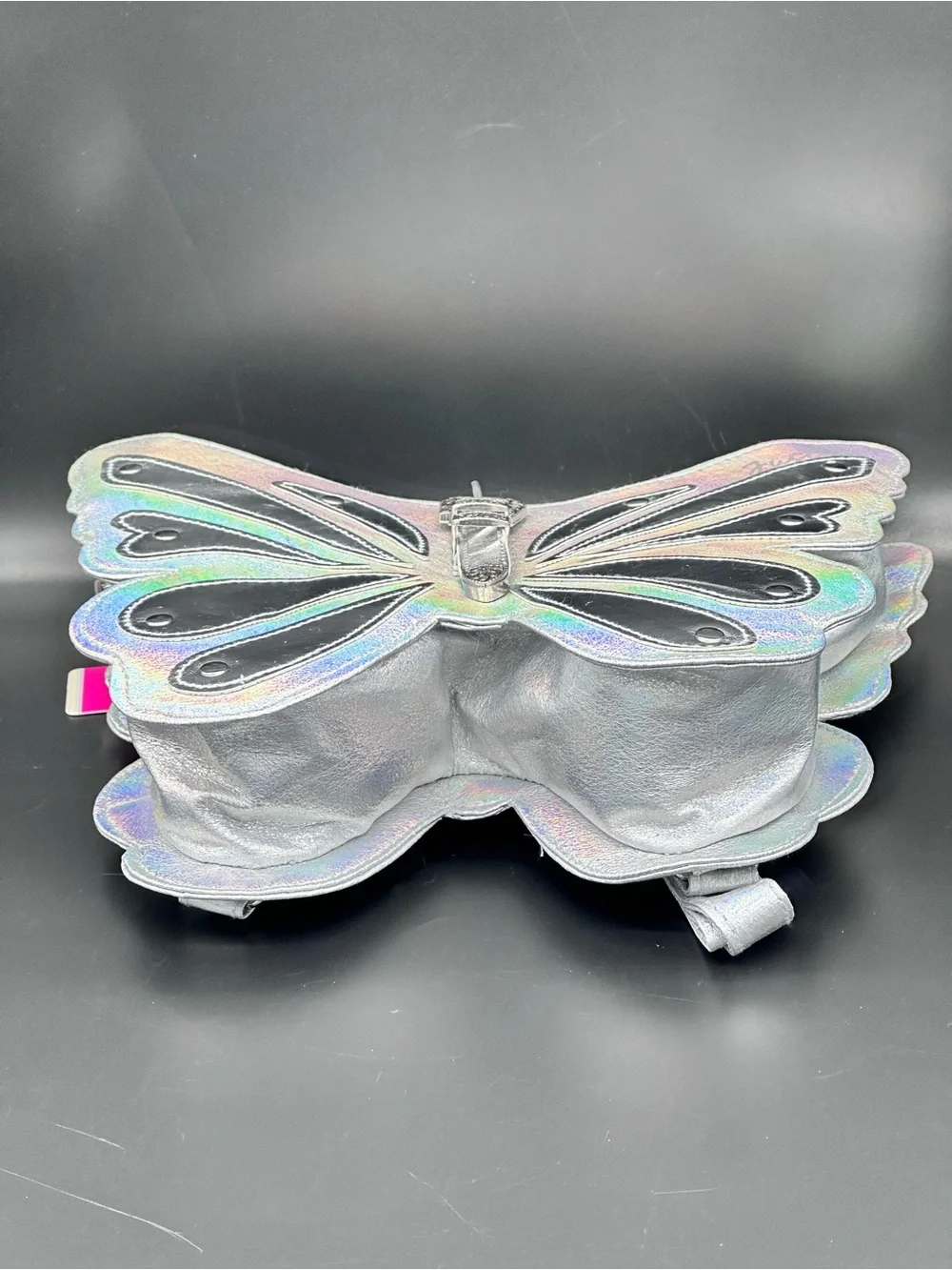 Justice Girls Butterfly Mini Backpack Silver Metallic Iridescent Holographic